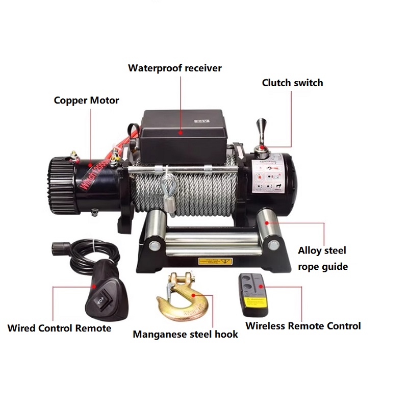 Wireless Electric Winch For Vehicles With Wireless Remote