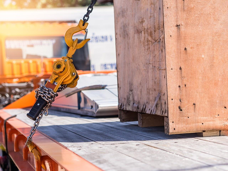 wooden box strap with Hook and chain